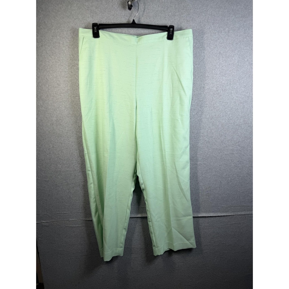 Alfred Dunner Pants Womens 20 Green Pull On Knit Elastic Waist‎ Dress Career